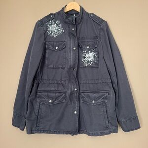 {GAP} Utility Jacket with Beaded and Rhinestone Embellishment in Grey - Small